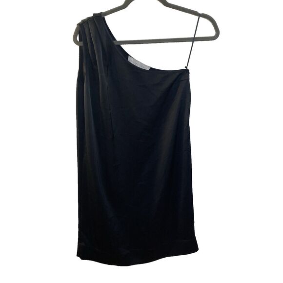 Stella McCartney One Shoulder Black Satin Mini Holiday Party Dress  Size 4 - Picture 11 of 11